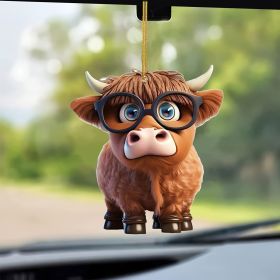 1pc Adorable Cartoon Cow Car Charm - Perfect for Christmas Tree Decorations & Car Interior Accessories!