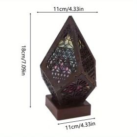 1pc Bohemian Floor Light; Ambient Light; LED Diamond Shaped Star Projection Light; Bedside Night Lamp (Style: Flower)