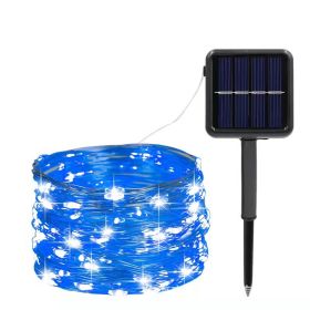 Solar Christmas String Lights; 33ft 100 LED Solar 8 Modes Outdoor Waterproof String Lights For Christmas Tree Garden Decoration (multi-color) (Color: Blue)