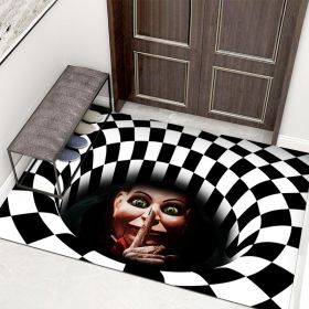 3D Clown Trap Visual Carpet Living Room Bedroom Floor Mat Halloween Carpet Sewer Manhole Cover Clown Horror Vortex Home Carpet (Color: N, size: 40cmx60cm)