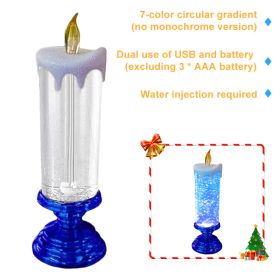 1pc Christmas Colorful Dream Crystal Candle Light LED Glitter Flameless Candles 7 Color Changing Romantic Light Party Home Decor (Emitting Color: Blue 7color, Ships From: CN)