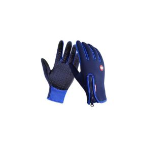 Women's Cold Winter Ski Camping Screen Touch Warm Gloves For Outdoor (Color: Blue, size: L)