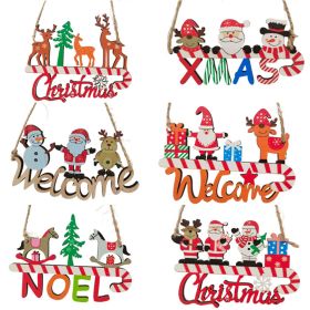 1PCs Creative Christmas Pendant Wooden Hanging Ornaments Welcome Noel Decor New Year Xmas Tree Drop Decorations Gift Accessories (Color: 8#)